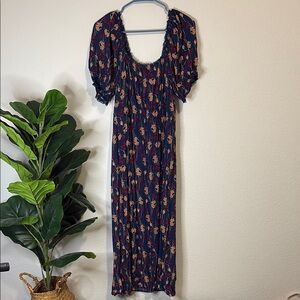Chelsea 28 Blue floral dress with Puff Sleeves Medium